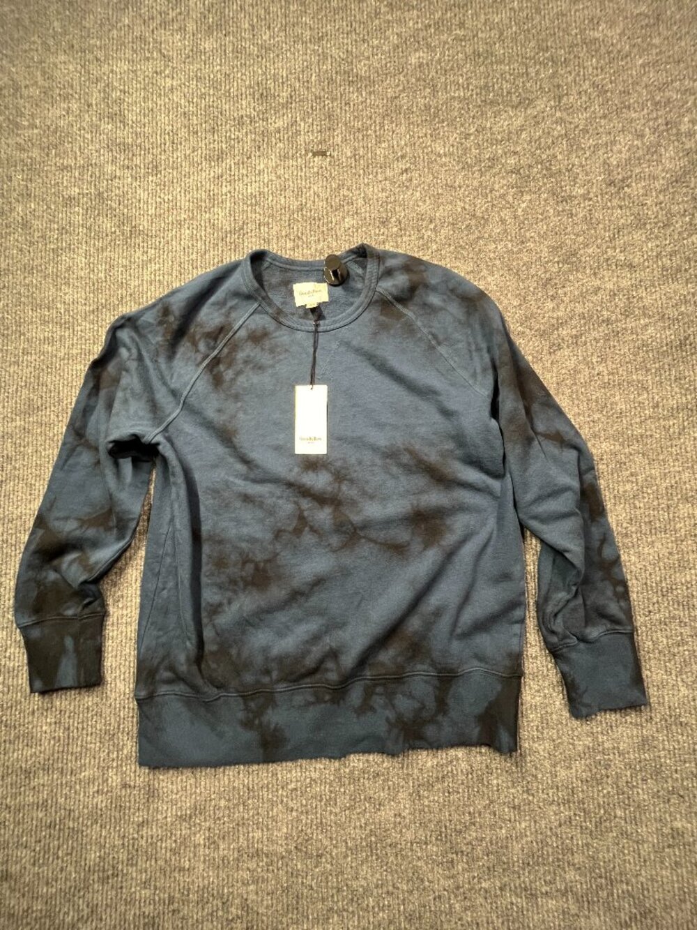 Goodfellow & Co Men's Large Tie Dye Crew Neck Pullover Sweatshirt Xavier Navy